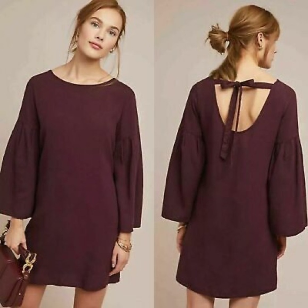 Anthropology Cloth & Stone Purple BellSleeve Dress